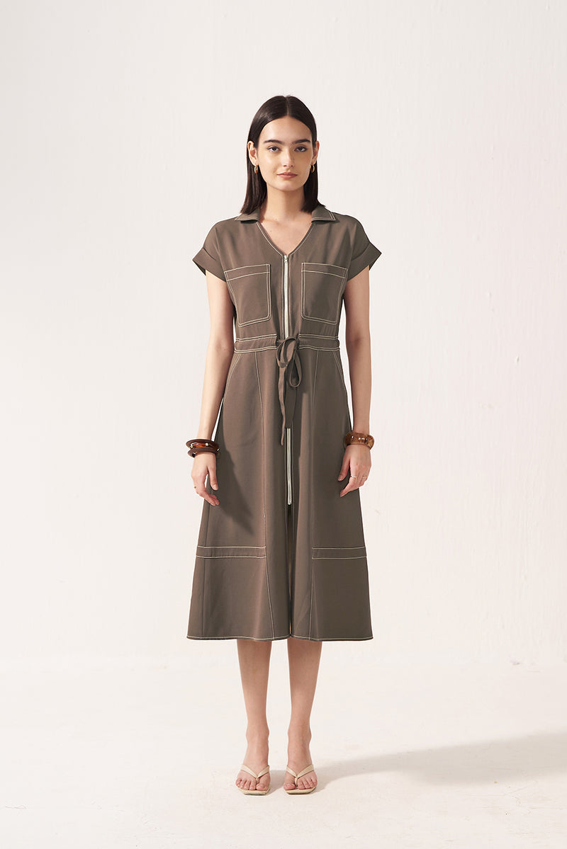 Safari Dusk Belted Dress