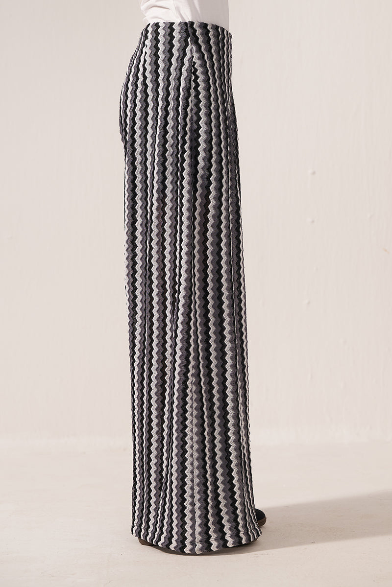 Monochrome Wave Pleated Pants