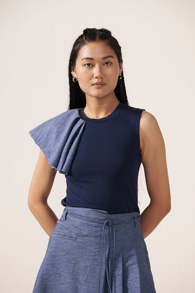 Navy Raffle Affair Top