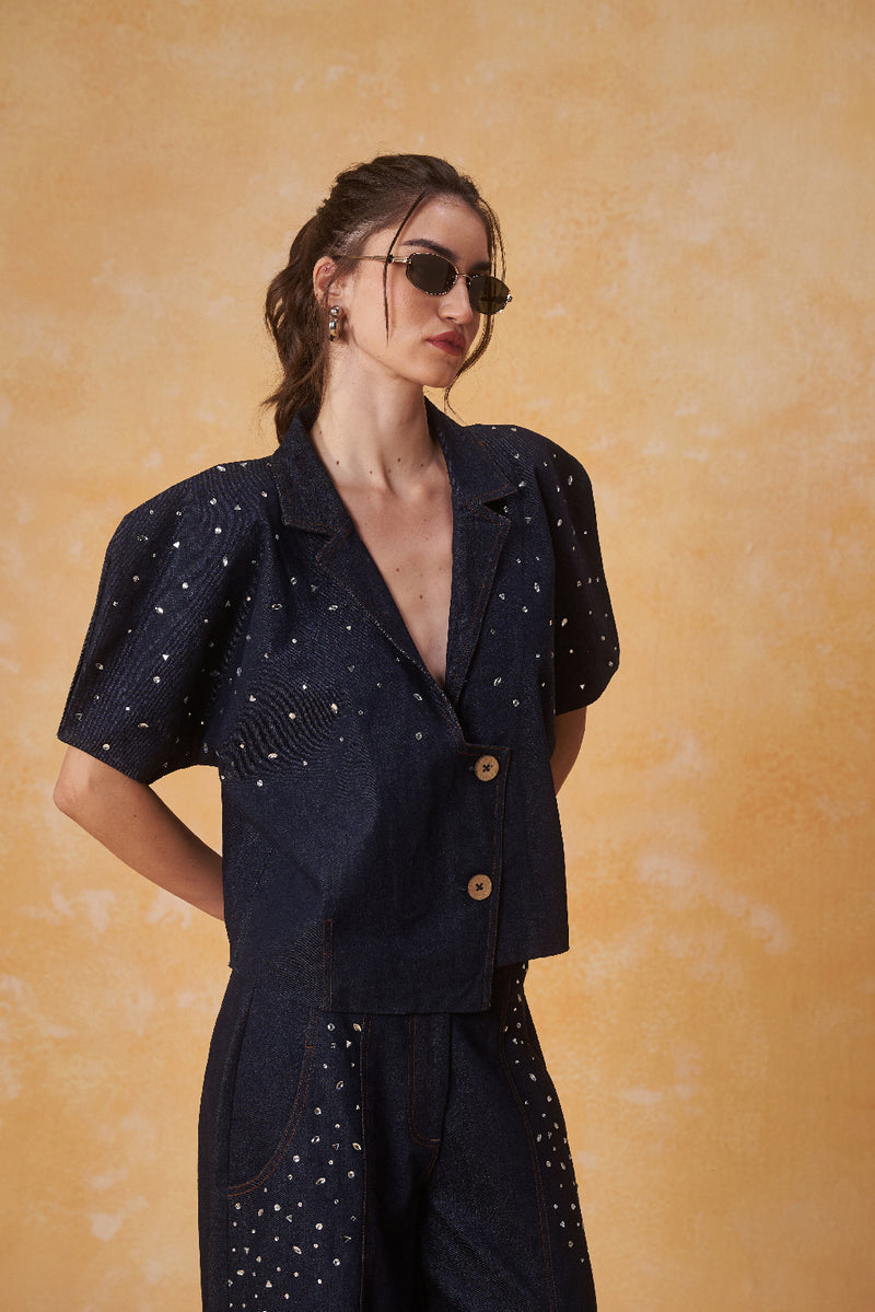 Cosmic Dot Denim Jacket