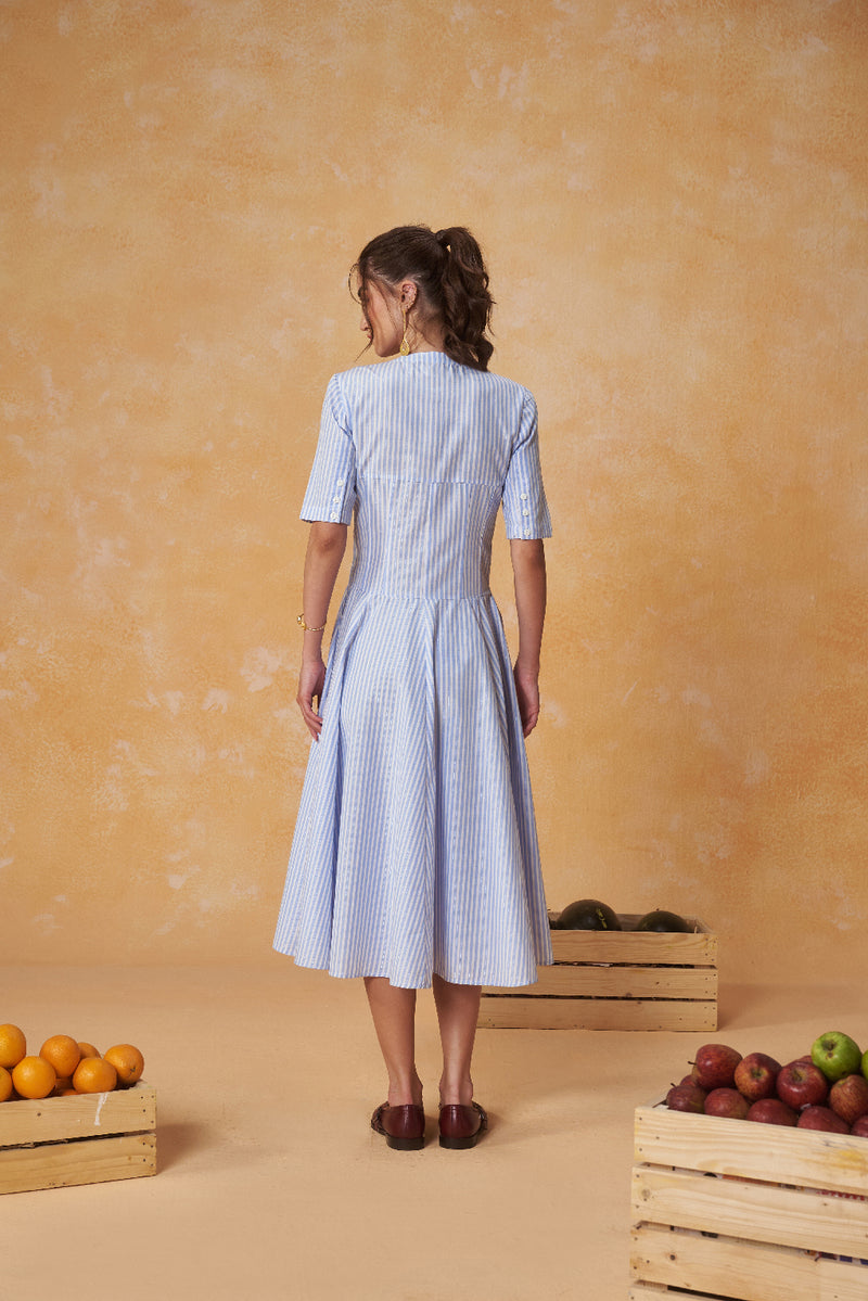 Radial Stripe Shirt Dress