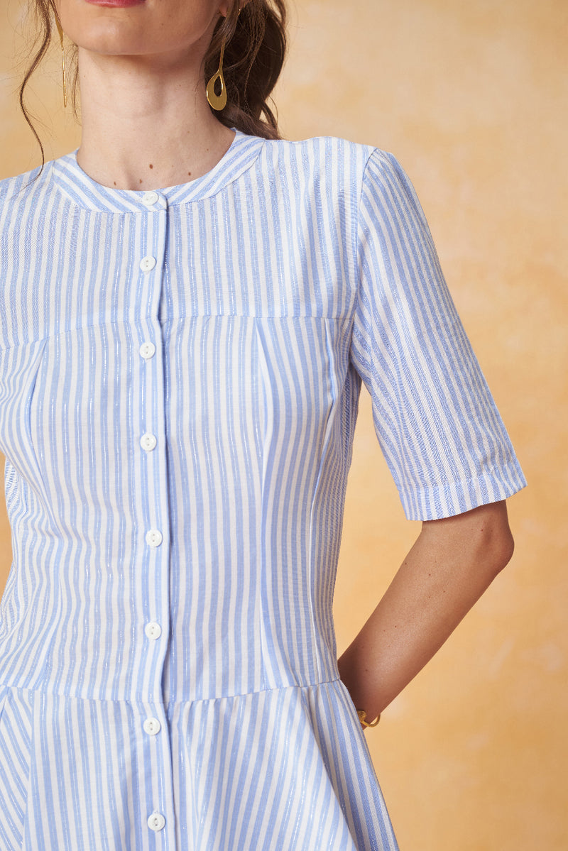 Radial Stripe Shirt Dress