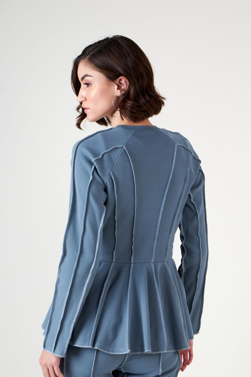 Blue Trendy - Threads Pep'lum Top