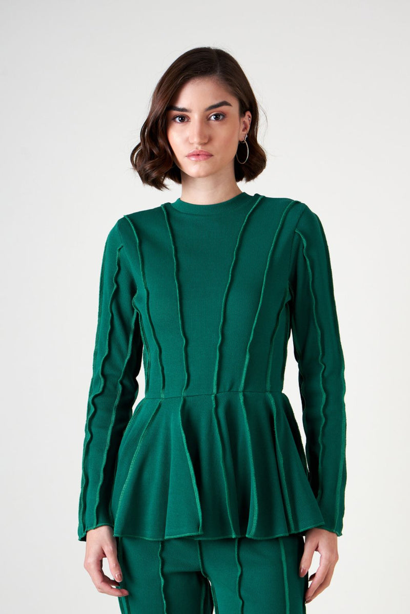 Green Trendy - Threads Pep'lum Top