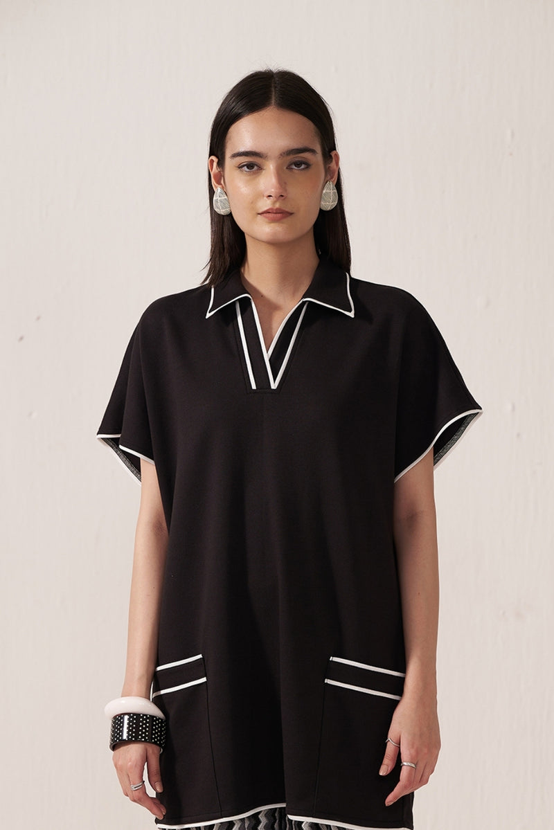Monochrome Edge Tunic Top