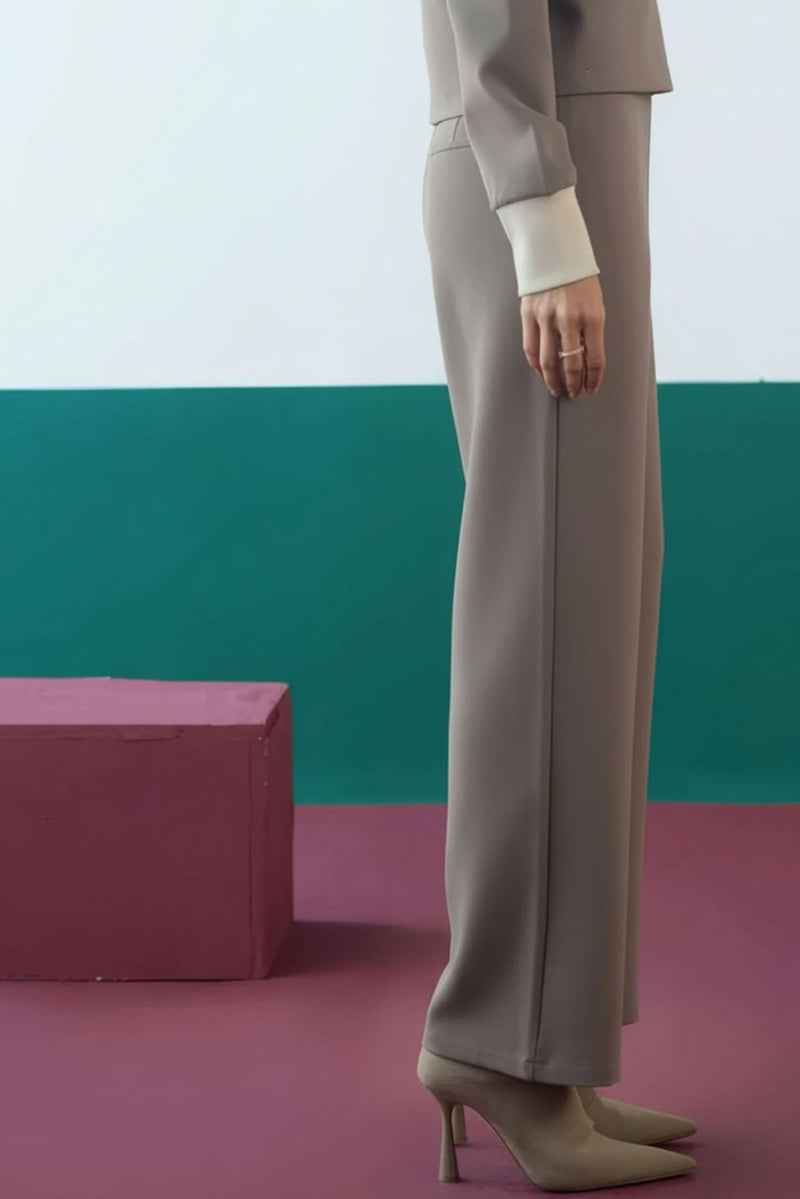 Warm Dune Contrasted Ribbed Pants