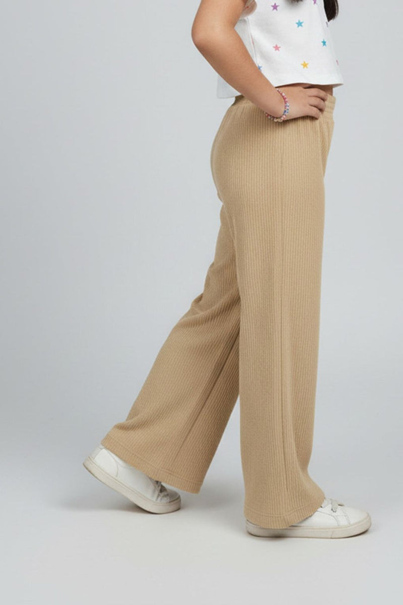 Spunkies Girls Brown Wide-Leg Pants with Panda Patch