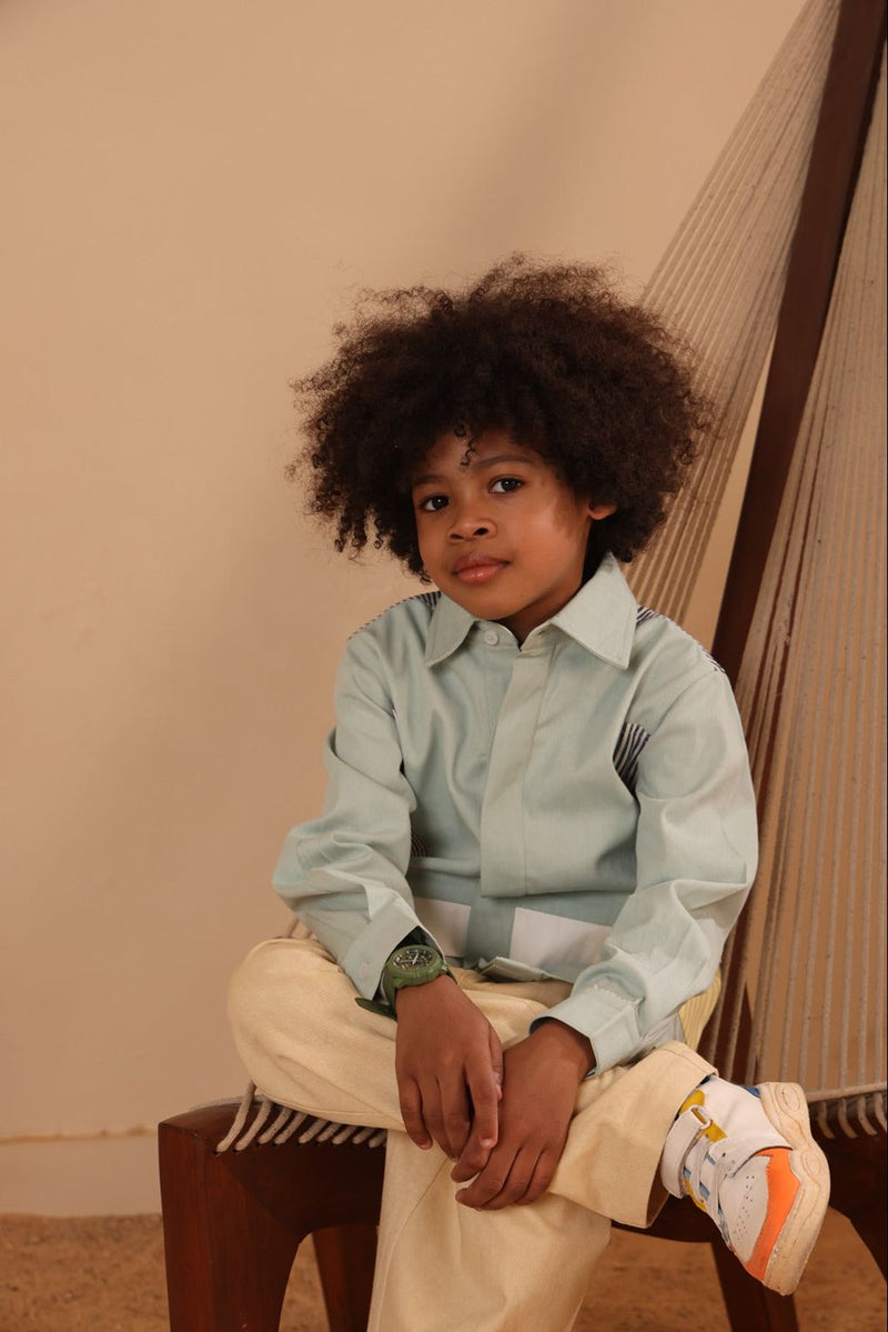 Spunkies Boys Cotton Denim Shirt with Graphic Design