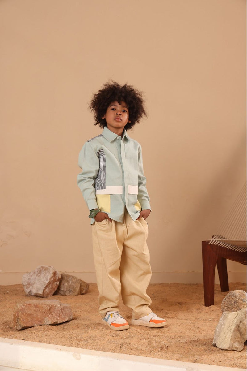 Spunkies Boys Cotton Denim Shirt with Graphic Design
