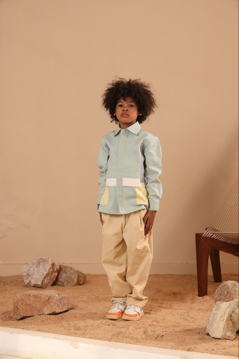 Spunkies Boys Cotton Denim Shirt with Graphic Design