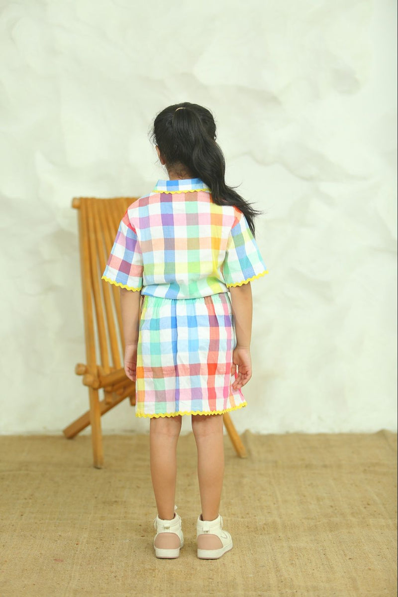 Spunkies Kids Multicolor Checked Printed Co-ord Set