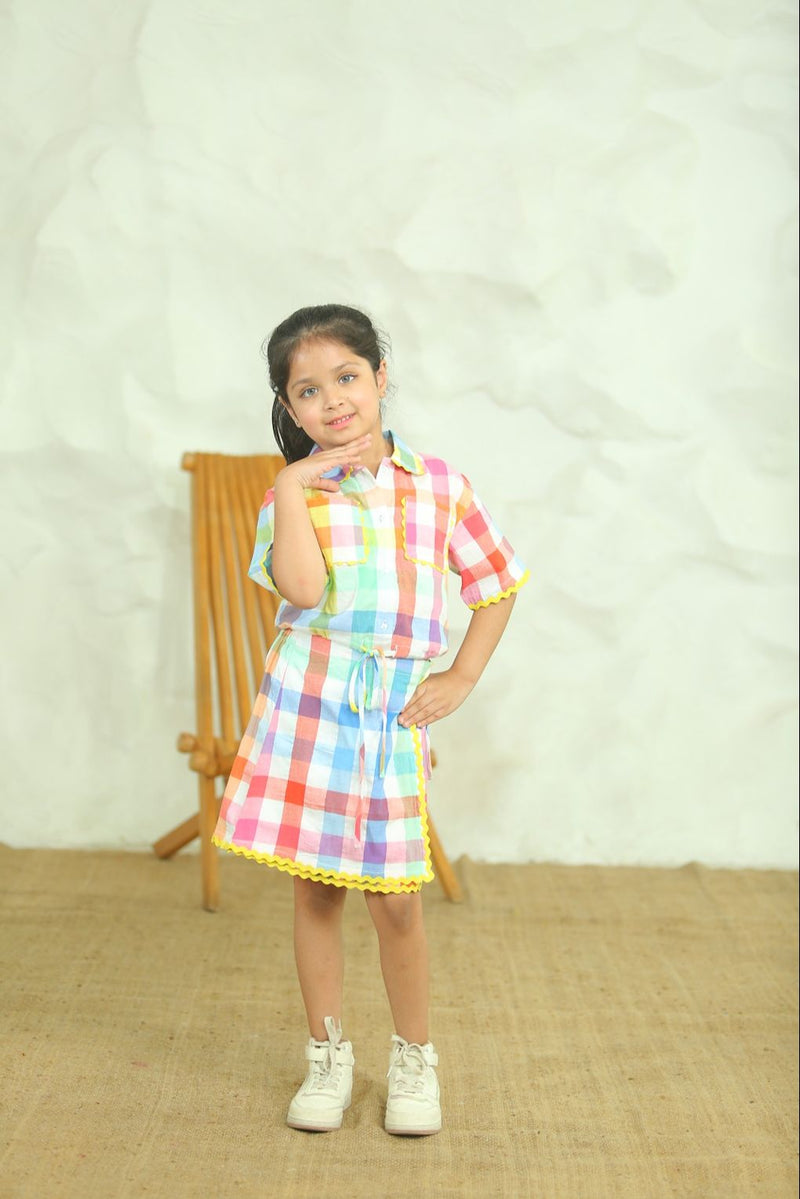 Spunkies Kids Multicolor Checked Printed Co-ord Set