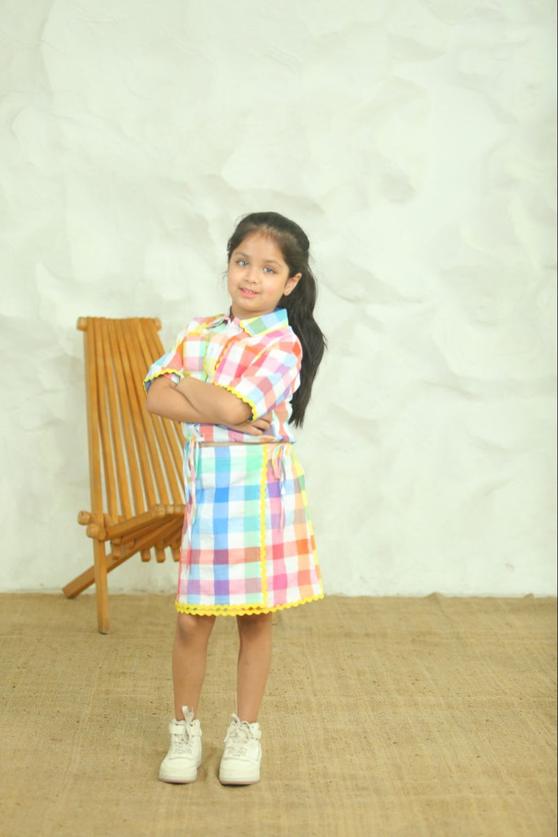 Spunkies Kids Multicolor Checked Printed Co-ord Set