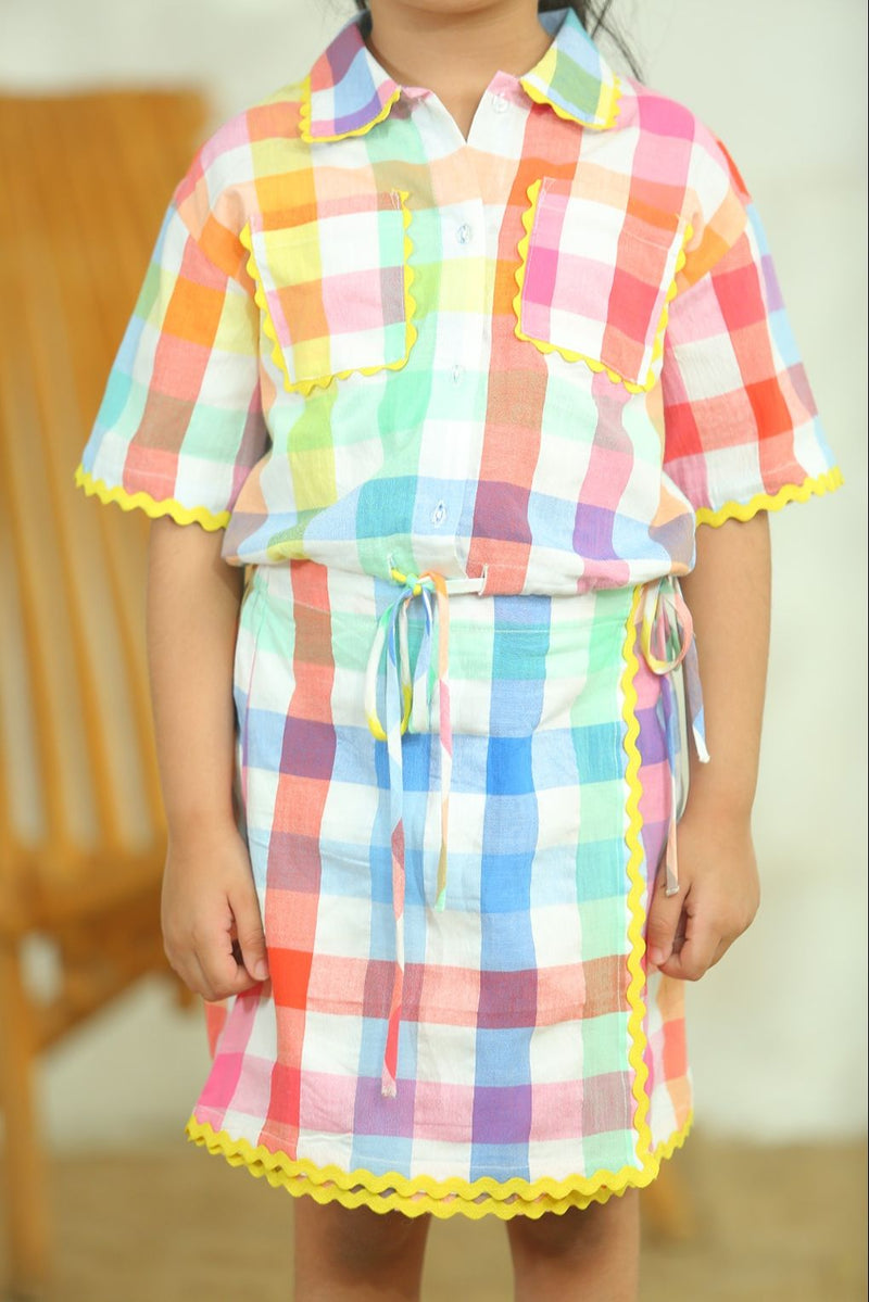 Spunkies Kids Multicolor Checked Printed Co-ord Set