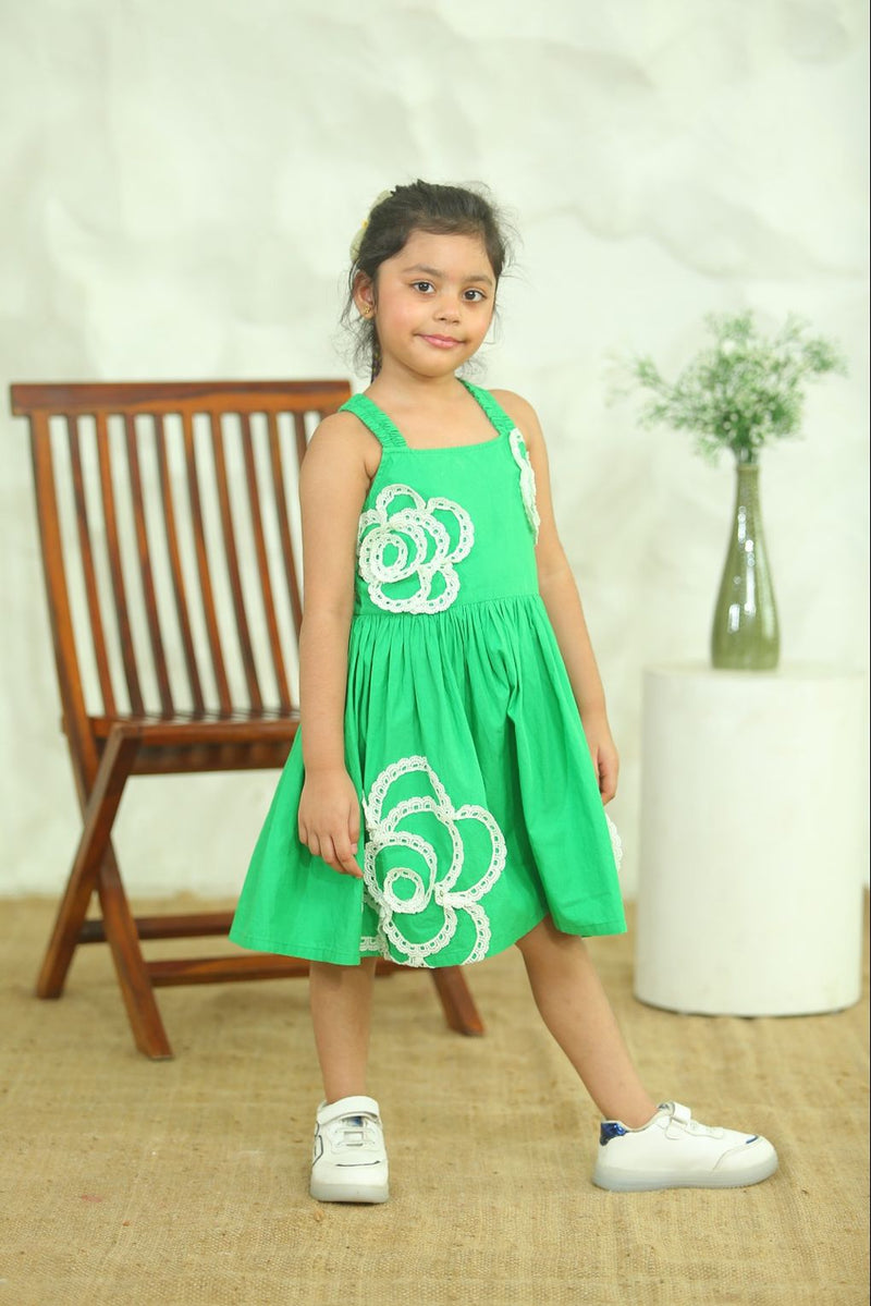 Spunkies Girls Green Fit & Flare Dress