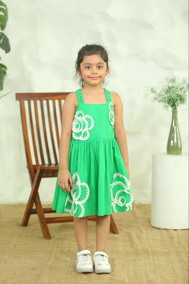 Spunkies Girls Green Fit & Flare Dress