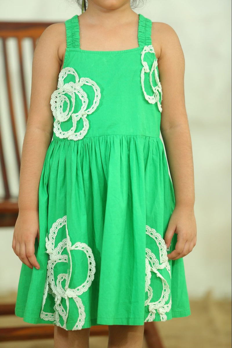 Spunkies Girls Green Fit & Flare Dress