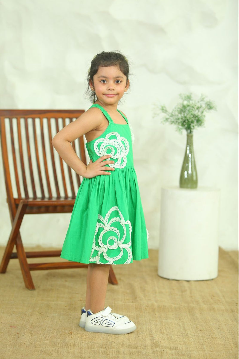 Spunkies Girls Green Fit & Flare Dress