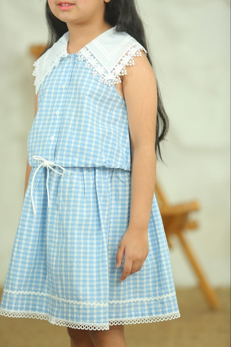 Spunkies Girls Blue Gingham Top & Skirt Co-ord Set