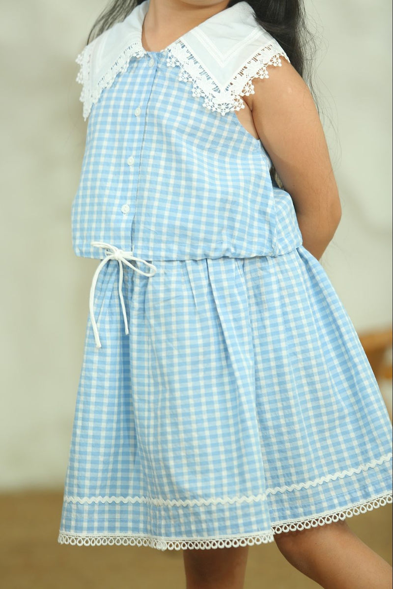 Spunkies Girls Blue Gingham Top & Skirt Co-ord Set