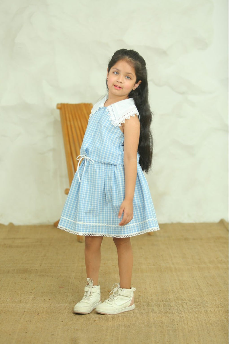 Spunkies Girls Blue Gingham Top & Skirt Co-ord Set