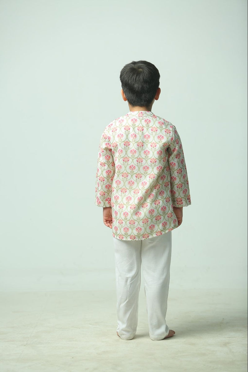 Spunkies Boys Ecru Embroidered Kurta Set