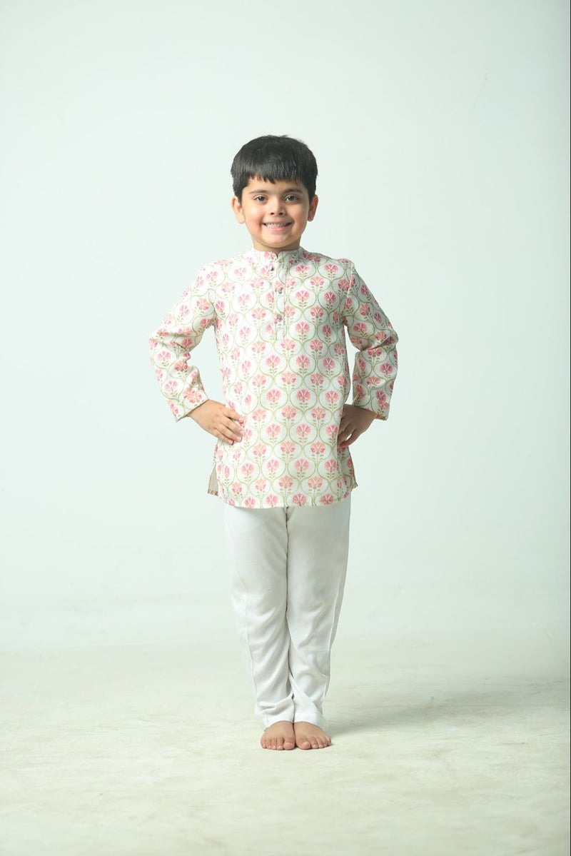 Spunkies Boys Ecru Embroidered Kurta Set