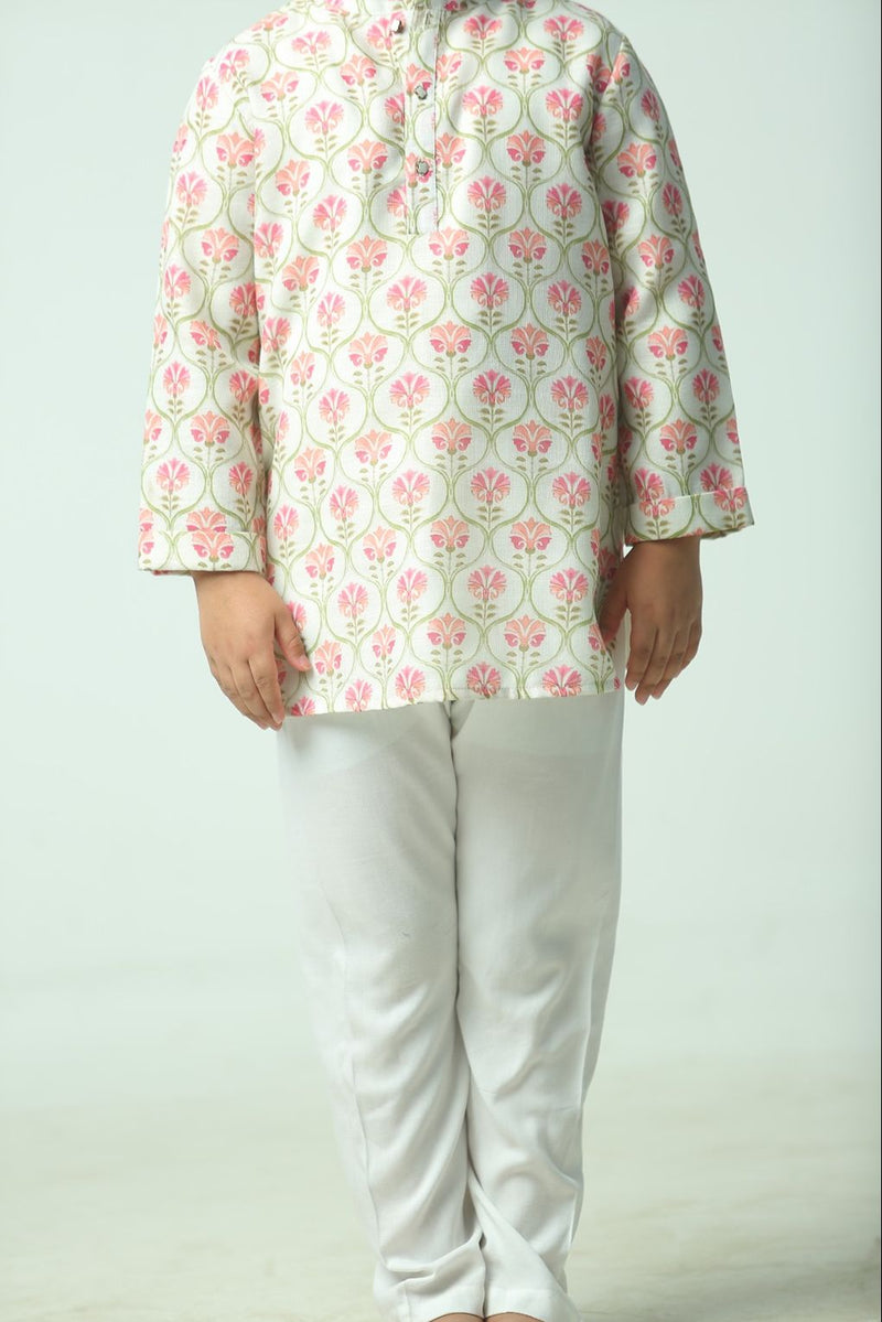 Spunkies Boys Ecru Embroidered Kurta Set