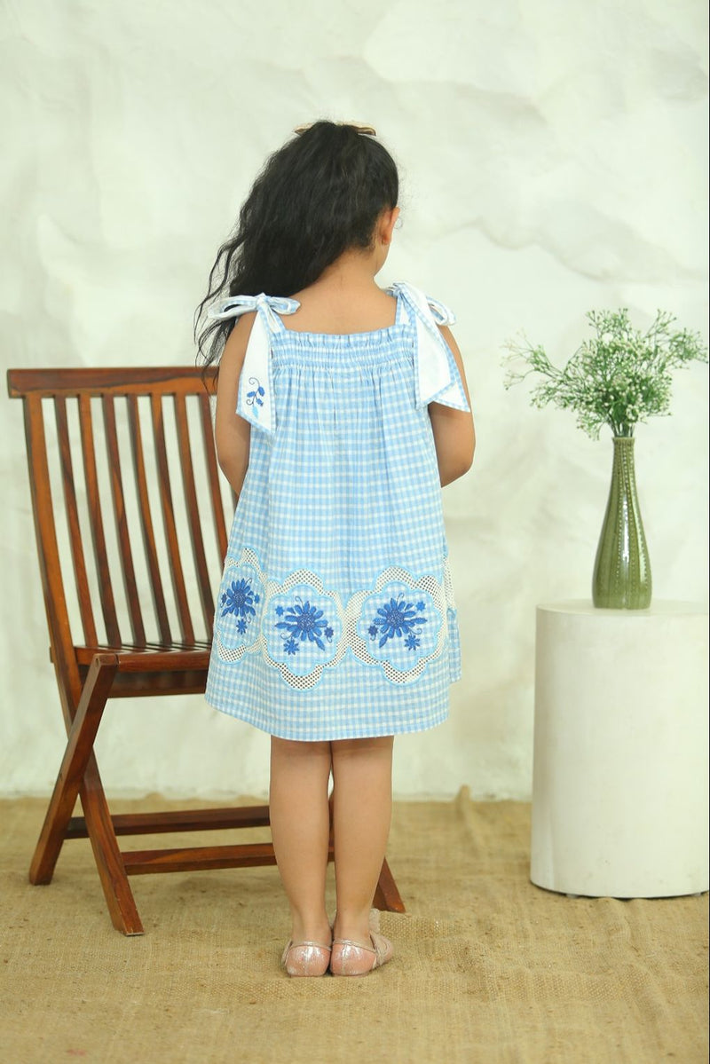 Spunkies Girls Blue Sleeveless Halter Dress