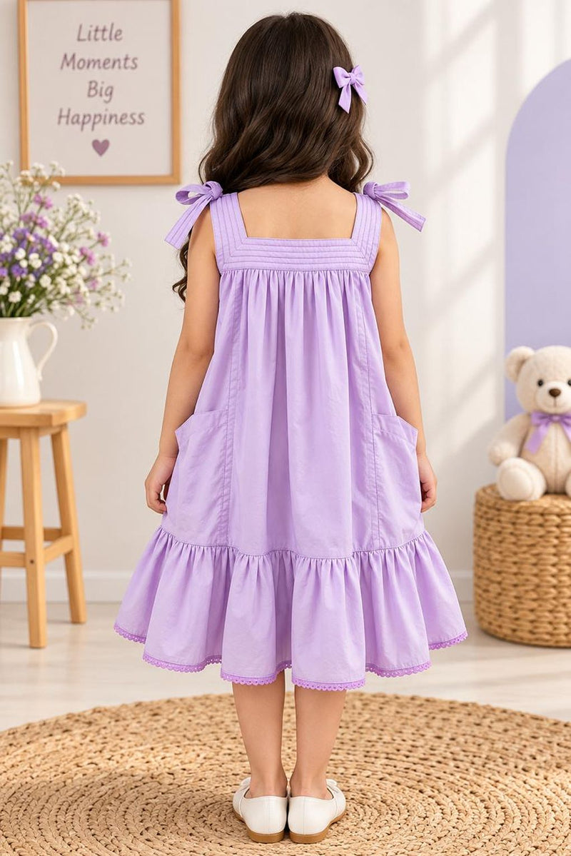 Spunkies Cotton Girls Cuba satin Light Purple Dress