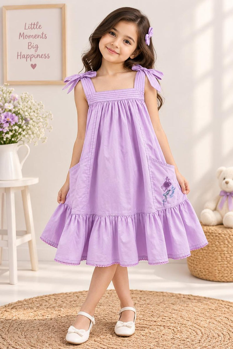 Spunkies Cotton Girls Cuba satin Light Purple Dress