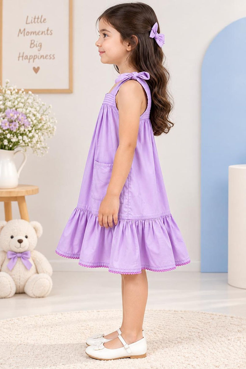 Spunkies Cotton Girls Cuba satin Light Purple Dress