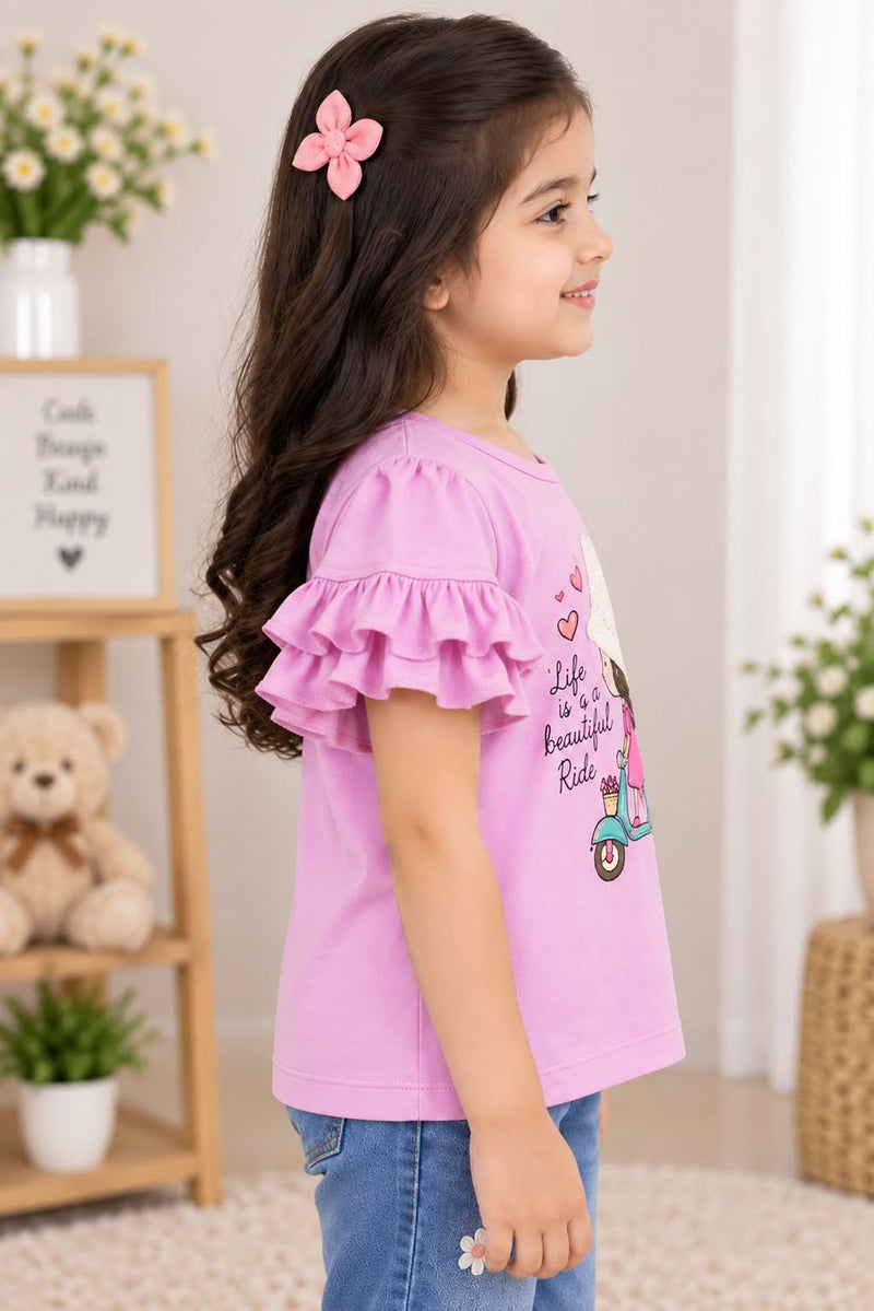 Spunkies Cotton Girls Cuba Satin Purple Dress