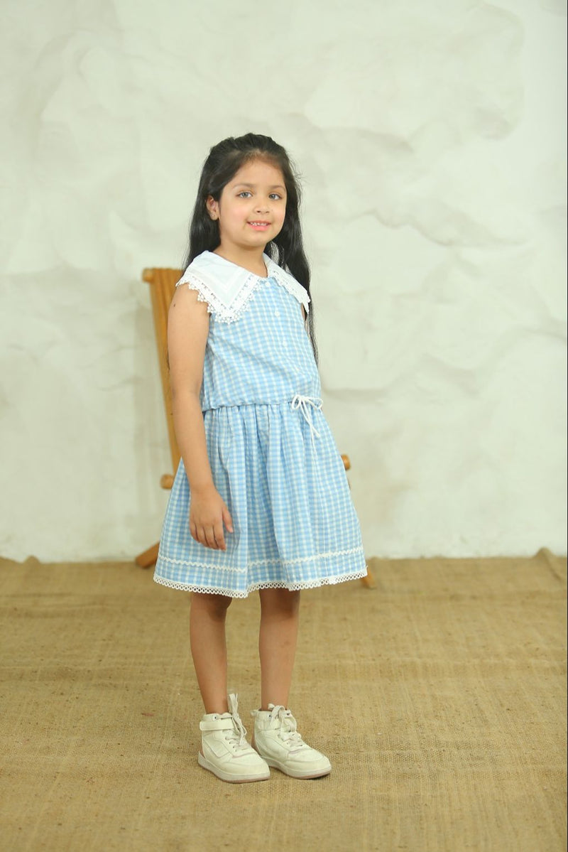 Spunkies Girls Blue Gingham Top & Skirt Co-ord Set