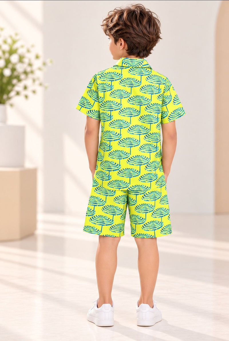 Spunkies Lime Geometric Print Co-Ord Set- Boy