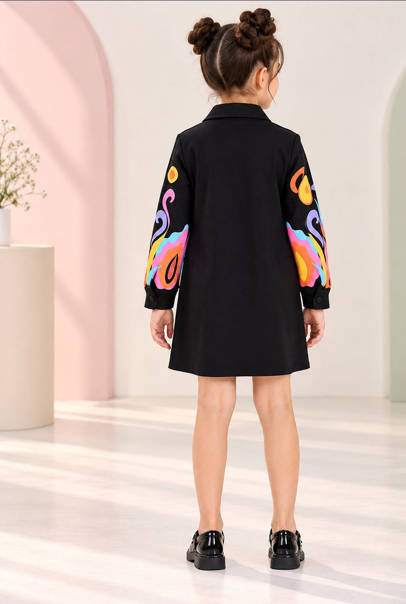 Spunkies Girls' Black Butterfly Shirt Jacket