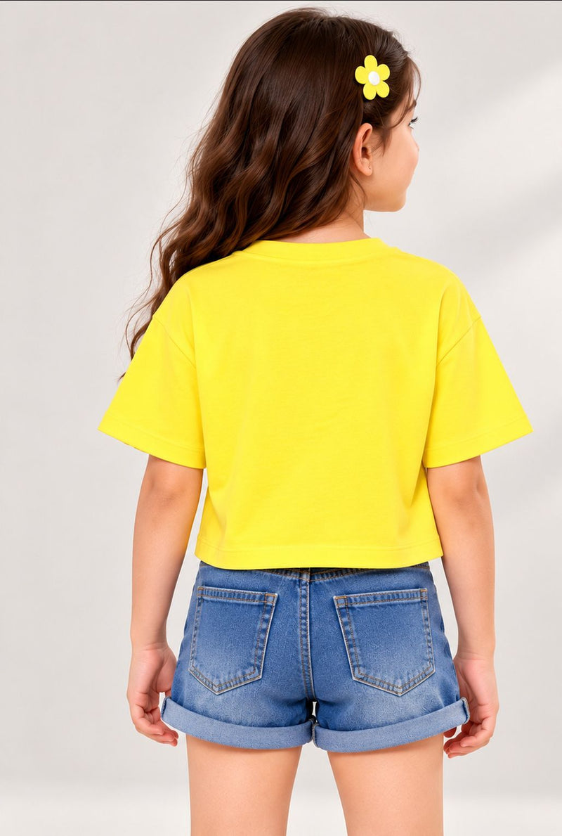 Spunkies Everyday IceCream Yellow Embroidered Top