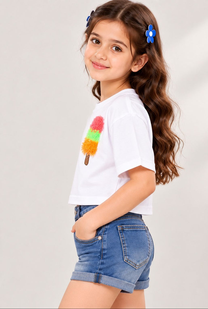 Spunkies Everyday IceCream Embroidered Top