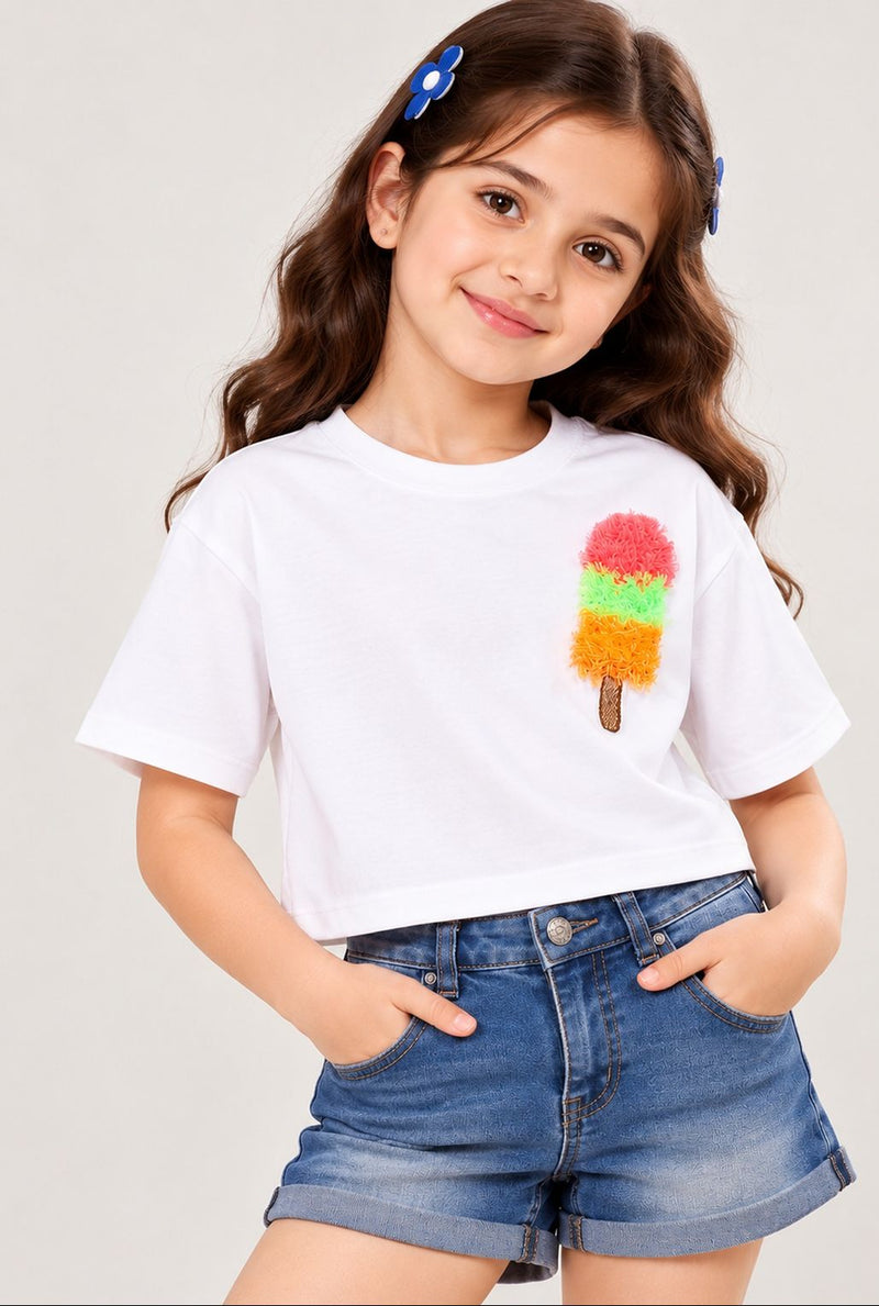 Spunkies Everyday IceCream Embroidered Top