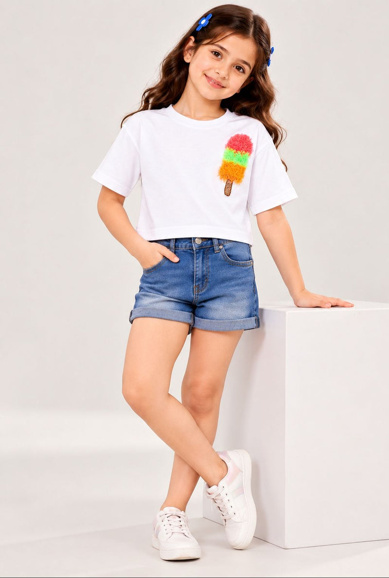 Spunkies Everyday IceCream Embroidered Top