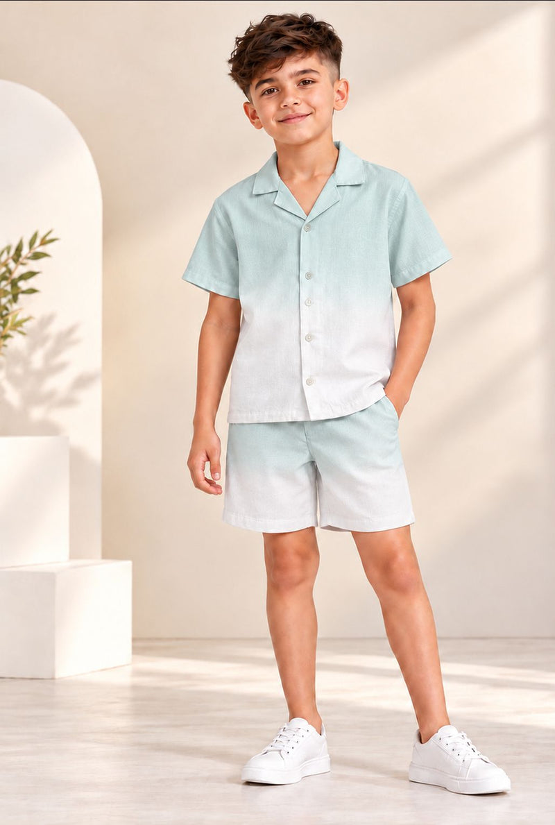 Spunkies Cotton Linen Ombre Mint Green Co-ord set