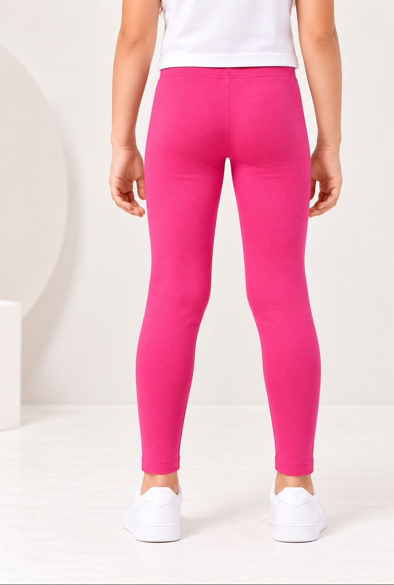 Spunkies Girls Fushia Ribbed Fitted Leggings