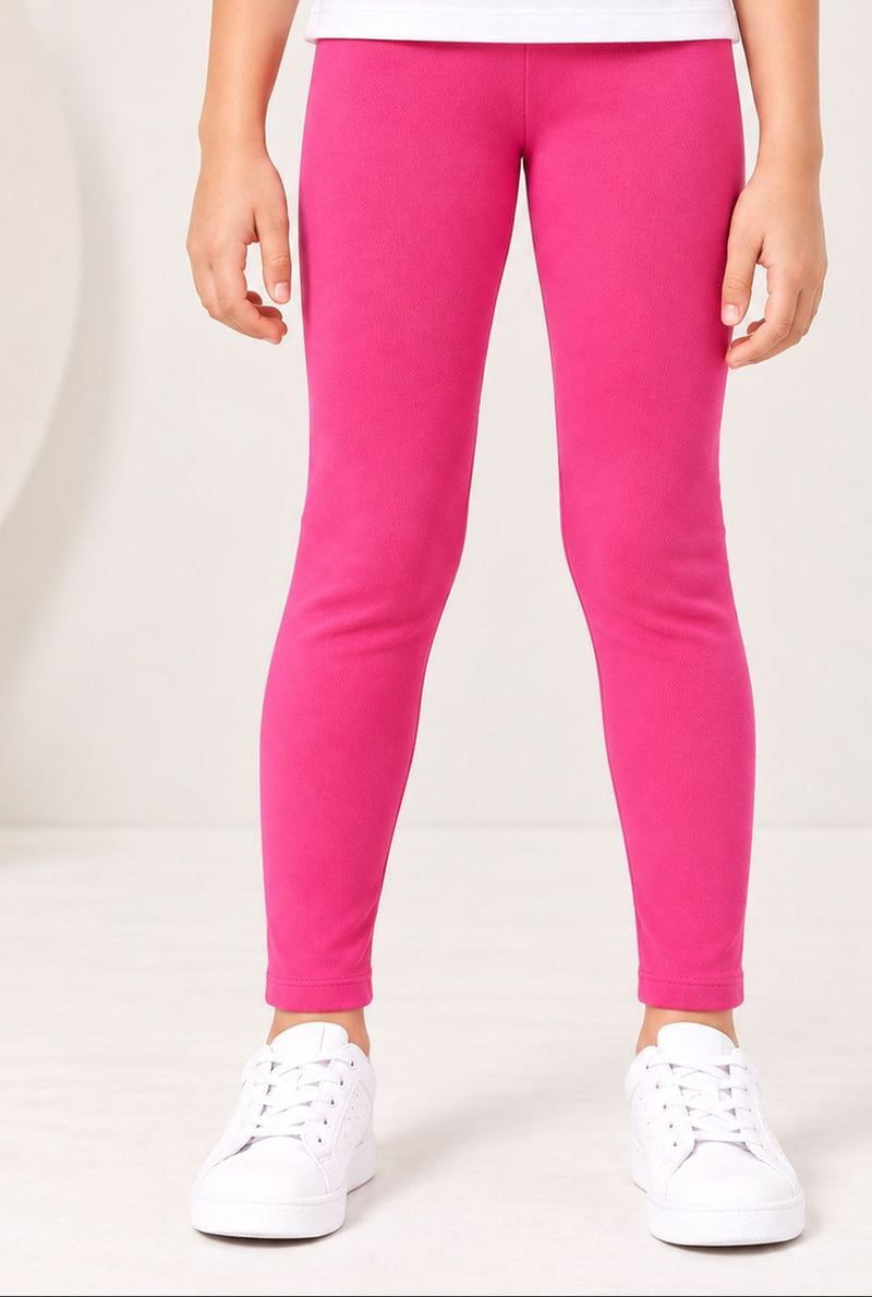 Spunkies Girls Fushia Ribbed Fitted Leggings