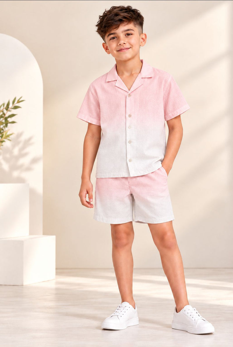 Spunkies Cotton Linen Ombre Pink Co-ord set