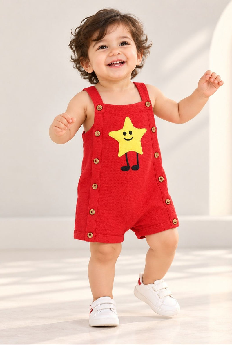 Spunkies Cotton Structure Jersey Knit Embroidered Patch Regular Casual Wear Romper