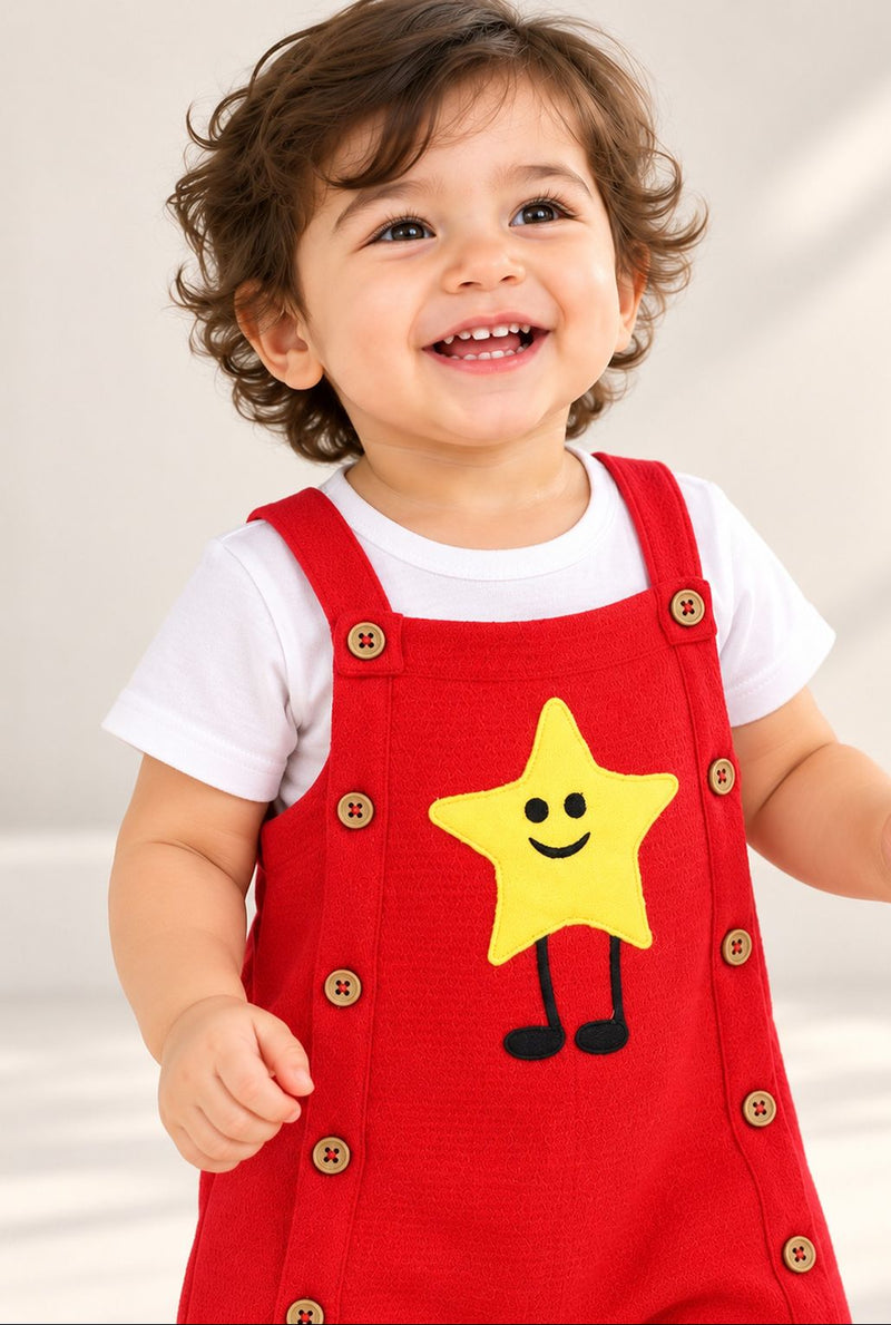 Spunkies Cotton Structure Jersey Knit Embroidered Patch Regular Casual Wear Romper
