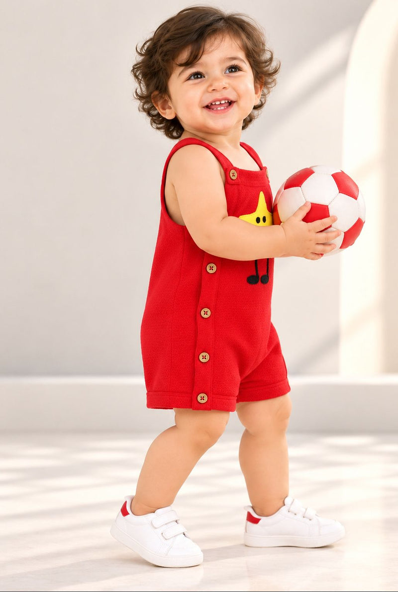 Spunkies Cotton Structure Jersey Knit Embroidered Patch Regular Casual Wear Romper