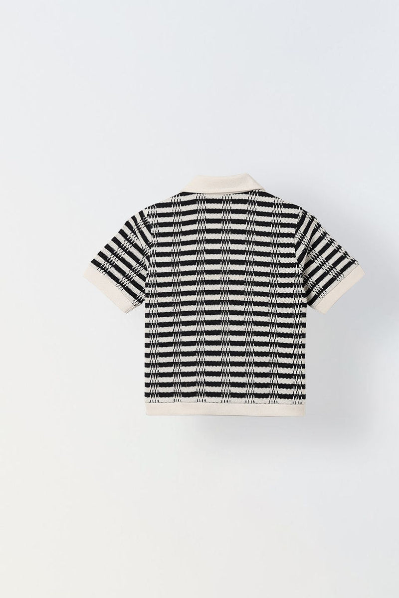 Spunkies Black Collar Short Sleeves Polo Shirt