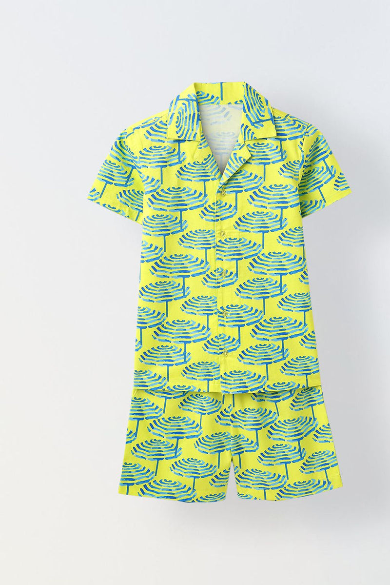 Spunkies Lime Geometric Print Co-Ord Set- Boy