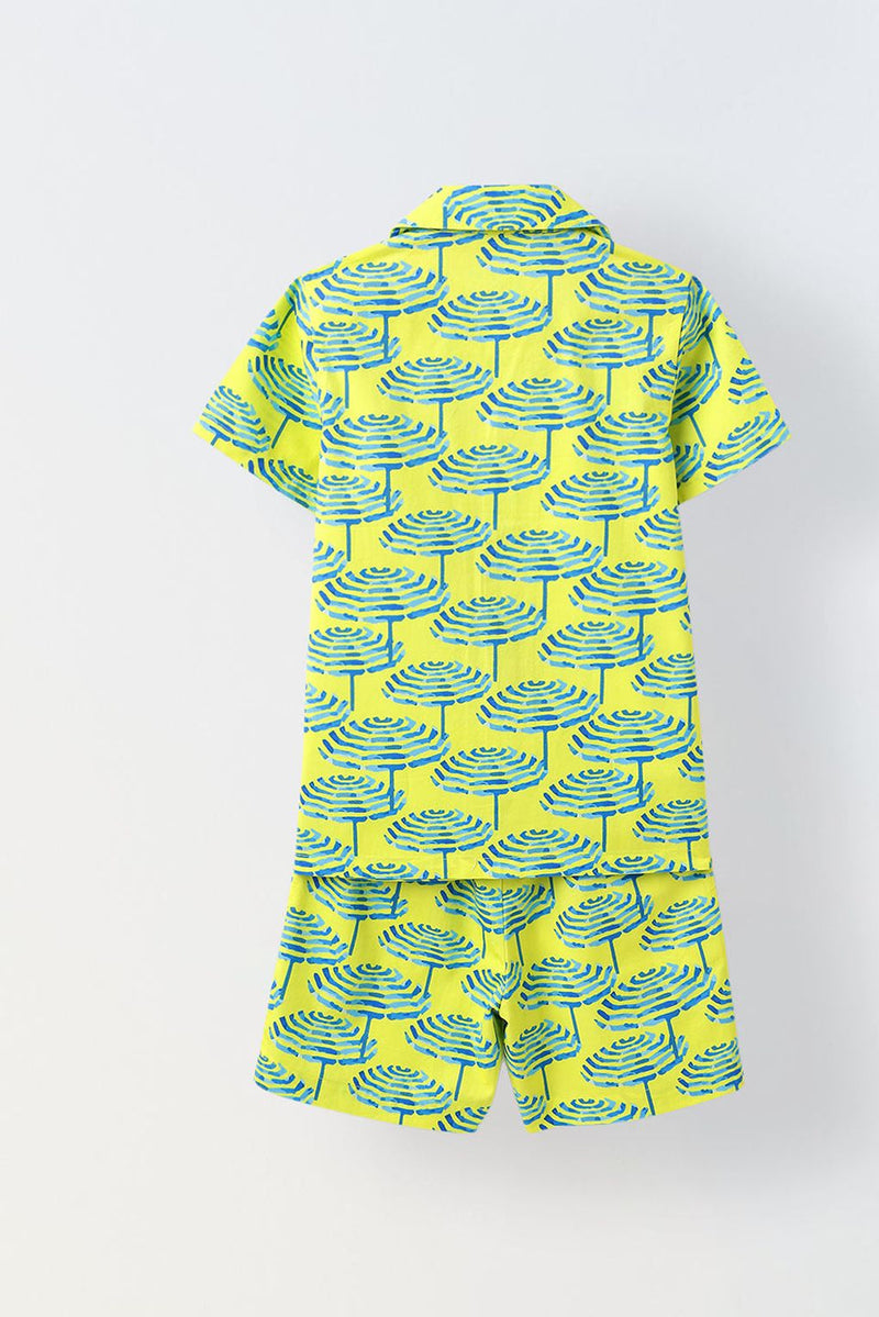 Spunkies Lime Geometric Print Co-Ord Set- Boy